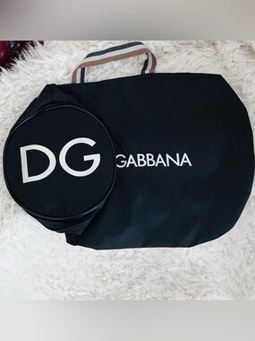 Dolce & Gabbana Black Shoe Bag with White Logo